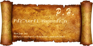 Péterfi Hasszán névjegykártya